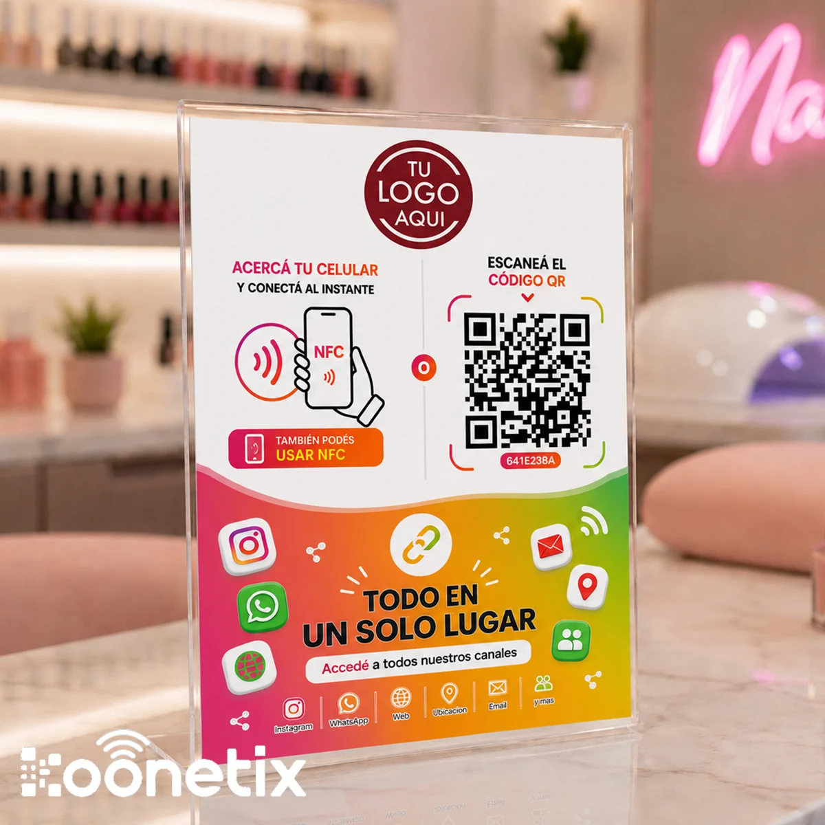 cartel qr + nfc multienlaces personalizado - todas tus redes en un solo toque 1 cartel qr + nfc multienlaces personalizado - todas tus redes en un solo toque